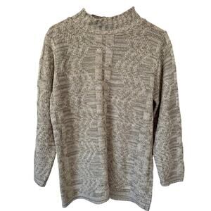 Vintage Bobbie Brooks Pullover Sweater Sz L Beige Marled Long Sleeve Made in USA